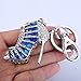 EVER FAITH Austrian Crystal Blue Enamel Sexy High Heel Shoe Keychain Clear Silver-Tone