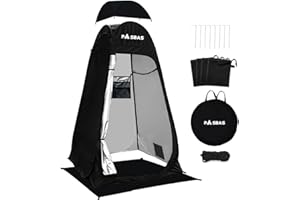 PASBAS Pop Up Privacy Shower Tent with Carry Bag, Portable Outdoor Toilet Changing Dressing Room,Easy Set with rain shelter, Instant Dressing Bathroom for caming, Hiking, Fishing,UPF 50 & Waterproof,