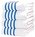 4 Premium Bath Towels Pool-Towels Beach-Towels. 100% USA Cotton Bath-Sheets 4 Massive Hotel Spa Quality Super Luxury Palazzo Absorbent & Durable. 4 Pack White with Blue Stripes. By Paradise Linen