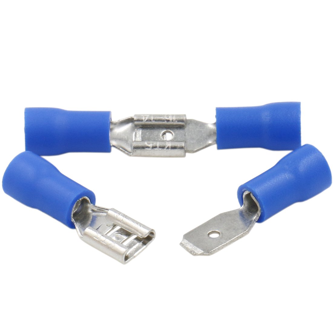 Heschen Male/Female Quick Disconnects Vinyl Insulated, FDD+MDD2-187, 4.8 x 0.5mm Cable Terminal, for 1.5-2.5mm² (16-14 AWG), Blue, 100Pack