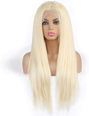 Amazon Co Jp 女性のかつら 髪の交換用のかつら ナチュラルブロンドストレートtパートレースフロント未処理のブラジル人の髪の毛のかつら 赤ちゃんの髪で事前に摘み取られた中間部分のかつら 150密度18 24 24インチ 毎日のパーティー用 スポーツ アウトドア