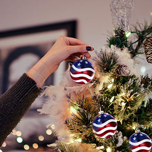 LUOEM Patriotic Ball Ornaments July of 4th Ball Hanging Independence Day Party Decor Holiday Wedding Tree Decorations 12pcs