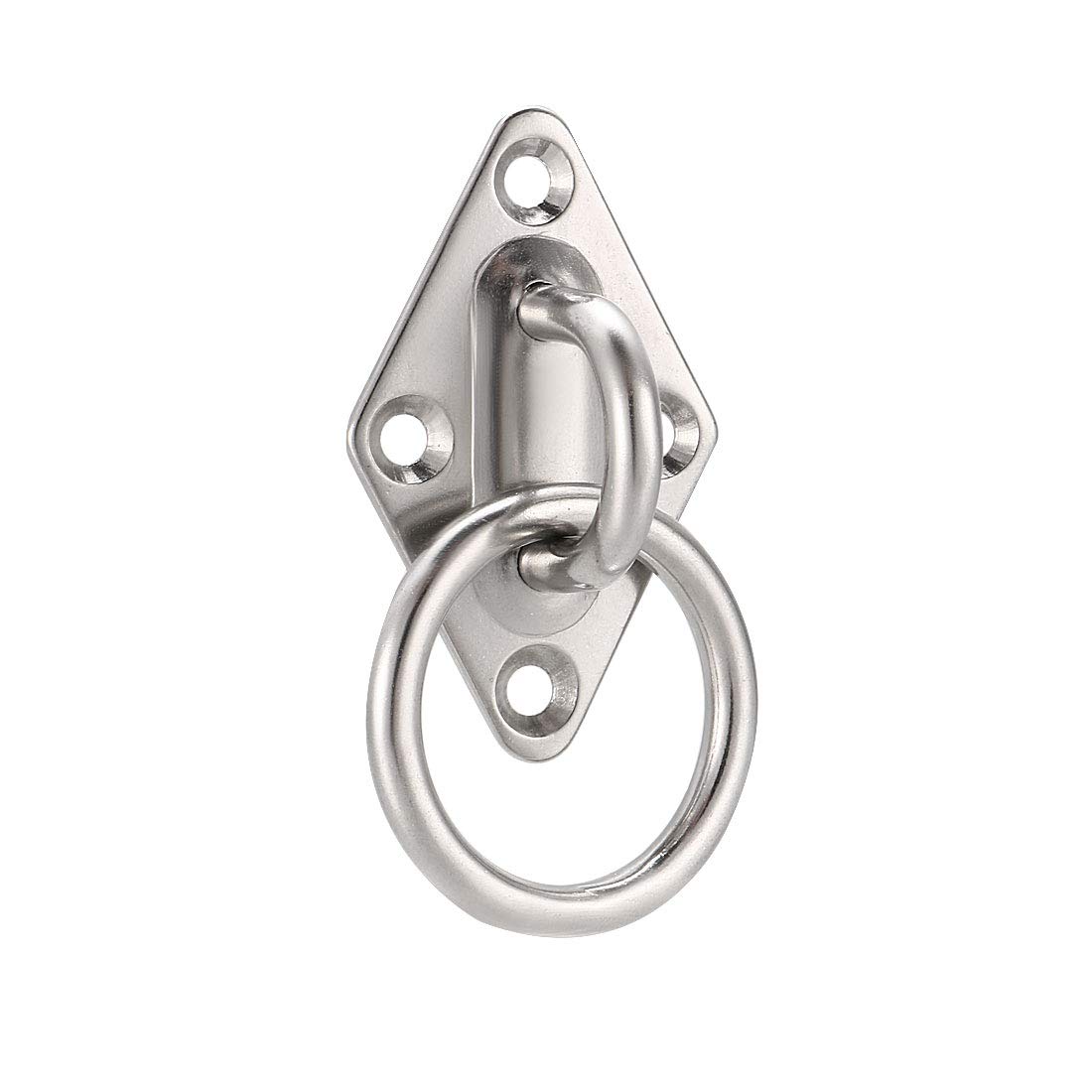 sourcing map Stainless Steel Ceiling Hook with Ring Pad Eye Plate Hardware 60mmX36mm Staple Hooks Loop Wall Mount