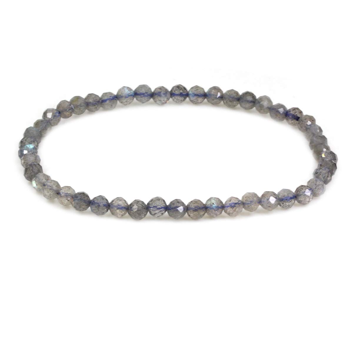 CHENYUE Natural Faceted A Grade Blue Labradorite Spectrolite 4mm Round Beads Stretch Bracelet 7" Unisex
