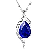 FANCIME Birthstone Necklace for Women Teardrop Cubic Zirconia Necklace S925 Sterling Silver Gentle Love Birthday Gifts for Mom Women, 16"+2" Inches