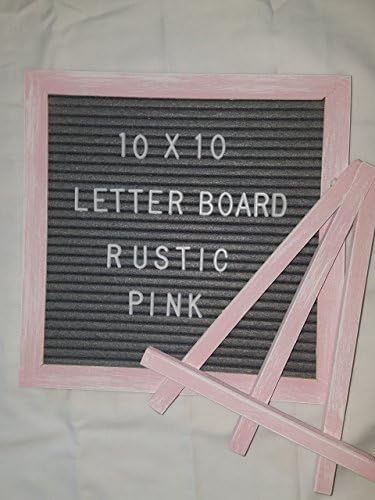 Letter Board Rustic Pink Whitewashed | Gray Felt Message Board 10 x 10 | Letterboard includes 360 Letters, Numbers & Symbols with Stand - Felt Message Board for Photos, Announcements, Milestones
