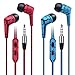 Earbuds with mic, Pofesun 2 Pack in Ear Headphone Earphones Tangle Free, Noise Isolating, Earbuds with microphone Remote Control for iPhone, iPod, iPad, Samsung Galaxy, Nokia, HTC, Nexus -Blue+Red