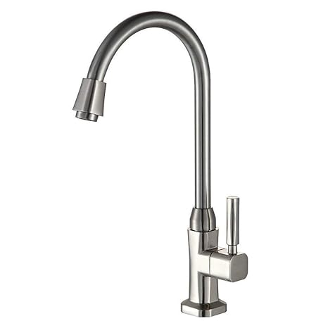 Auralum Normaldruck Küchenarmatur Wasserhahn für Waschbecken/Spüle Küche.'J-Form' 360° Drehbar Kaltwasserhahn