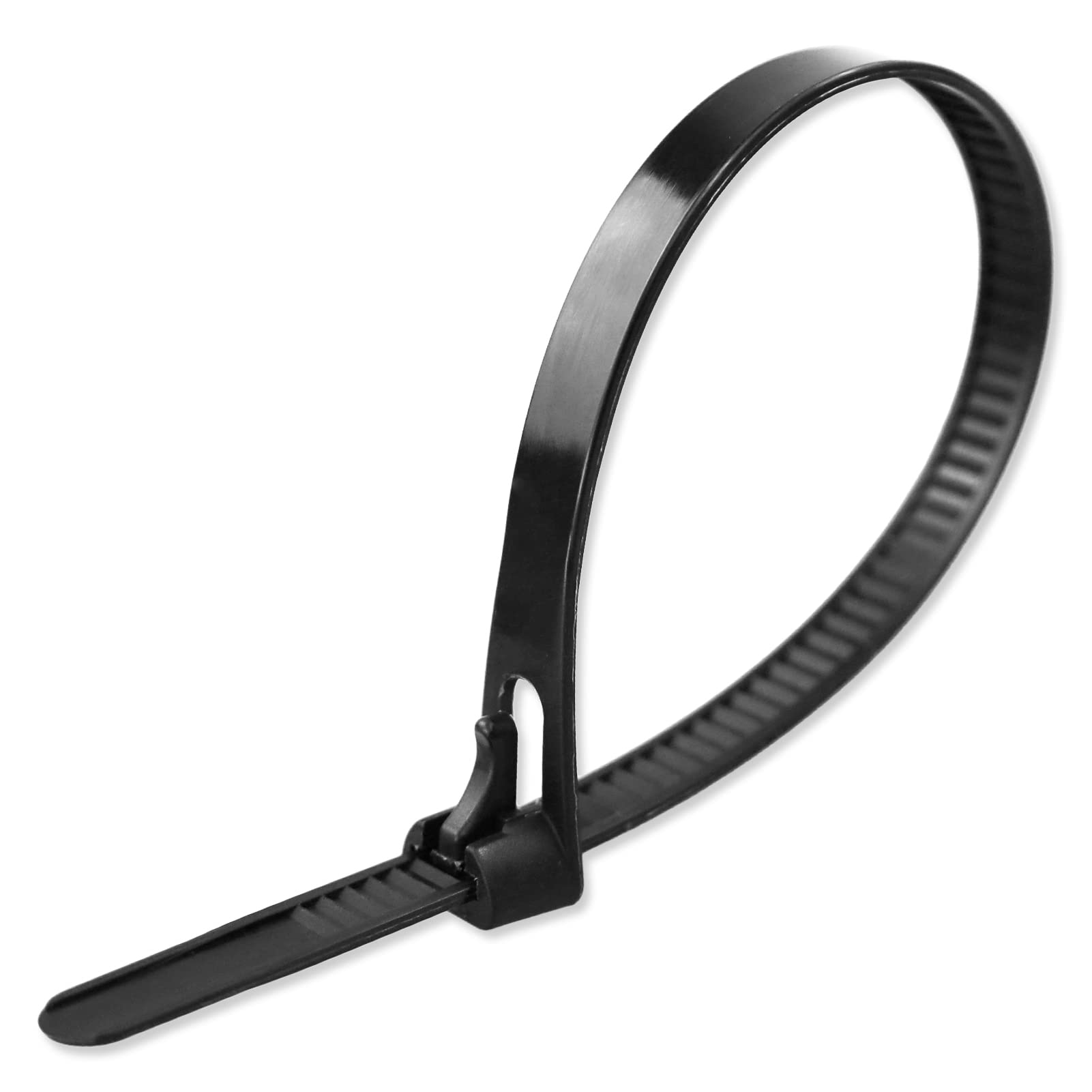 100 Pack Reusable Cable Ties Black 200mm×7.6mm Heavy Duty Strong Nylon Large Zip Ties 8 inch Releasable Plastic Thick Tie Wraps