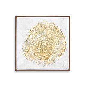 Framed Golden Abstract Annual Rings Home Artwork for...