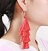 ELEARD Tassel Earrings Tiered Thread Tassel Dangle Earrings Statement Layered Tassel Drop Earrings (red)