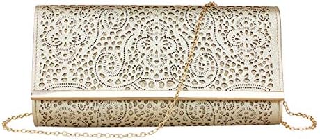 Womens Faux Leather Envelope Clutch Bag Evening Handbag Shouder Bag Wristlet Purse With Chain Strap.
