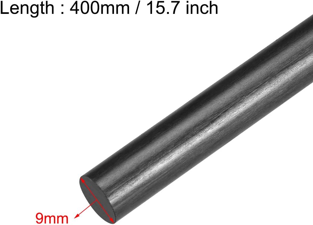sourcing map Carbon Fiber Rods Support Rods for RC Airplane DIY Projects 9mm Matte Pole 400mm 15.7 Inch, 1pcs 9 * L400mm - Image 3