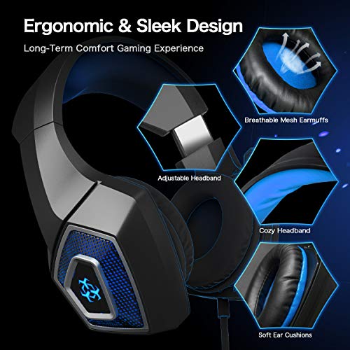 Gaming Headset for PS4 Xbox One with Stereo Surround Sound, Wired