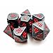 Metallic 7pcs Dungeons and Dragons Dice Set, Metal RPG Game Dice with Red Numbers, Metallic 7pcs Polyhedral Dice Set