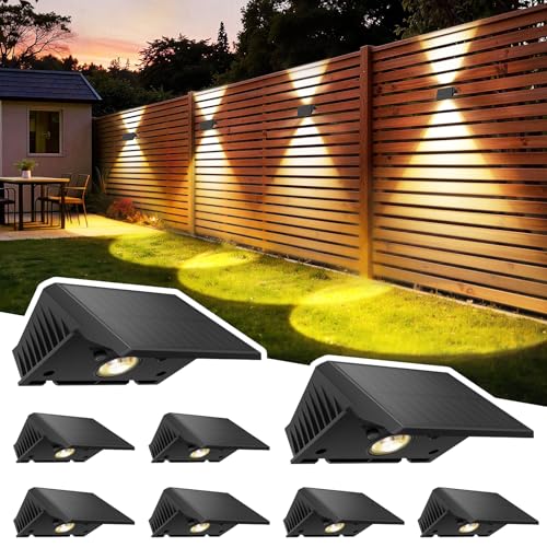 Delaiglow Up & Down Outdoor Solar Lamp Set of 8 Solar Lights Outdoor Warm White 3000 K LED Solar Spotlights Outdoor 1000 mAh Waterproof IP67 for Wall Garden Terrace