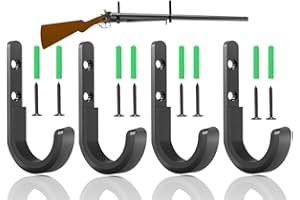 Metal Gun Rack, Wall Mount Rifle and Shotgun Hooks with Soft EVA Padding for Secure Storage of Hunting Rifles, Shotguns, Arch
