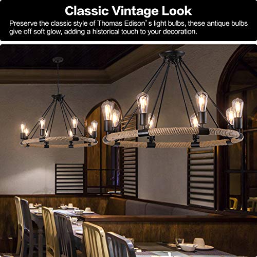 Vintage LED Edison Bulb 6W Dimmable LED Filament Bulb 60W Equivalent 3000K Soft White 620LM E26 Base ST64 Antique Light Bulbs Decorative Clear Glass for Home, Reading Room, Bathroom, Kitchen, 4 Pack