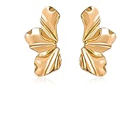 Gold Statement Earrings for Women Large Gold Earrings Gold Flower Earrings Ginkgo Leaf Earrings Summer Beach Party Jewelry for Women