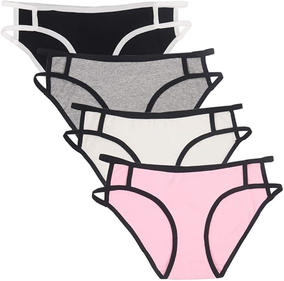 Amazon Co Jp Rokery パンツ レディース 下着 女性 学生 ショーツ 綿 ファッションストラップのデザイン スポーツショーツ 良い肌触り 高伸縮性 4枚セッ 服 ファッション小物