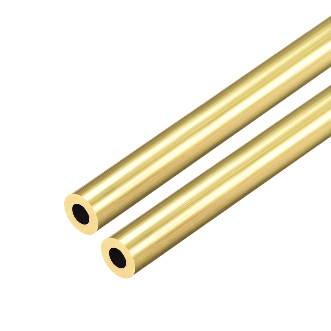 uxcell Brass Round Tube, 300mm Length 8mm OD 2mm Wall Thickness, Seamless Straight Pipe Tubing 2 Pcs