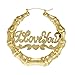 GemGem Jewelry Gold Tone Round Hollow Casting I love You Bamboo Hoop Pincatch Earrings for Women (3 Inches)
