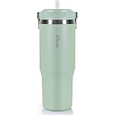 Simpleasy 30 oz Tumbler with Flip Straw - Vacuum Insulated Stainless Steel Water Bottle for Home, Office or Car - Reusable Cup with Straw Leakproof Flip, Cold up to 24h, Mint