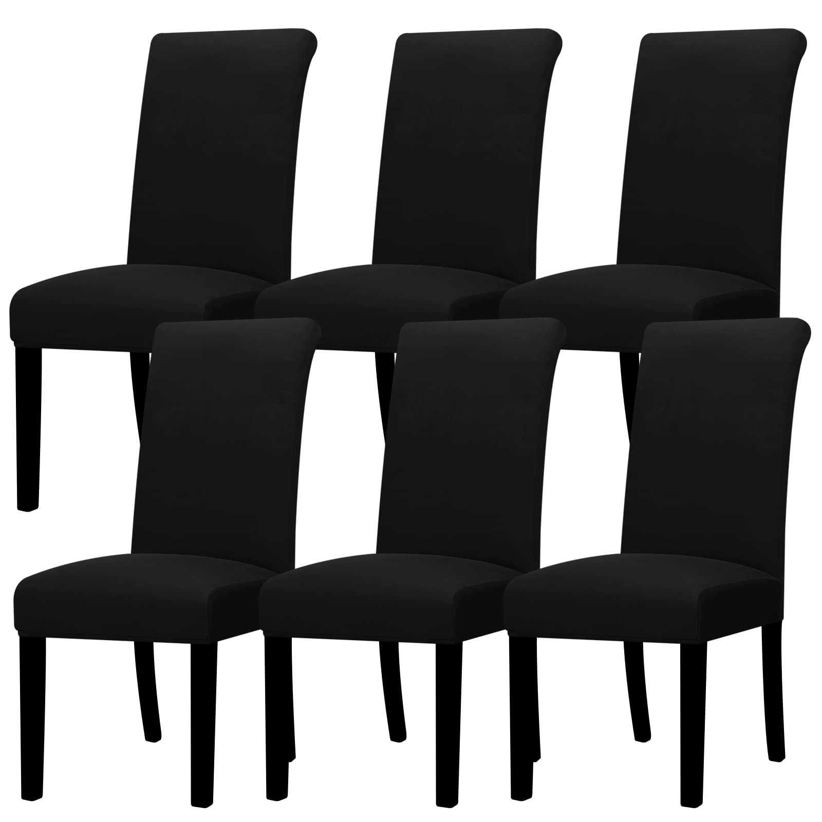 Lellen Dining Chair Covers Set of 6, Stretch Chair Covers Dining Chair Slipcovers Removable Washable Reusable Home & Kitchen Decor Protector Dining Room Chair Covers,Black