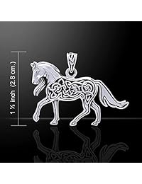 Joyería Plata de ley tendencias caballo celta colgante en 18 inch Caja Cadena Collar