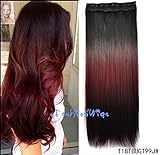 Black to burgundy to Reddish brown three Colors Ombre hair extension, Synthetic Hair extensions UF207