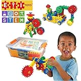 109 Piece Educational Engineering Building Set for 4, 5, 6, 7+ Year Old Boys & Girls. Fun Learning Construction Blocks & Gears Kit makes it the Best STEM Toy Gift for Kids Ages 4yr – 8 yr.