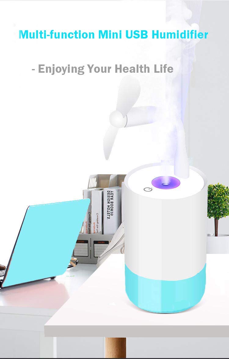 USB Mini Humidifier 350ml Small Car Diffuser for Office, Bedroom, Whole Room, Travel, Small Bedside Kids Baby Humidifiers for Nursery