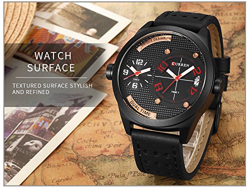 CURREN Marca Nueva Correa de Cuero Negro Moda Casual Negocio 30 Metros Reloj Impermeable - Imagen 4