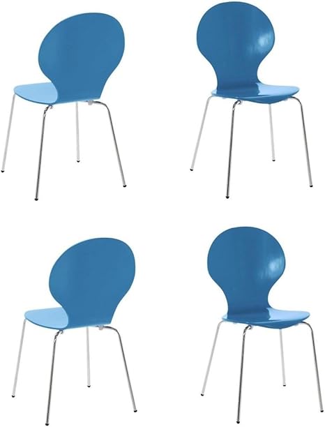 FADS Homestyle Hugo Multi Farbige Esszimmer Stühle, Blau, 4 Stück