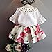 FEITONG Kids Girls Letter Butterfly Shirt Top Flowers Skirt Set Clothing White