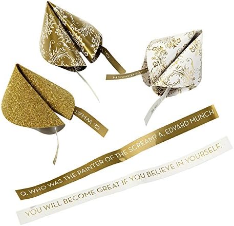 Party Porcelain Gold Paper Fortune Cookie Favours x 12