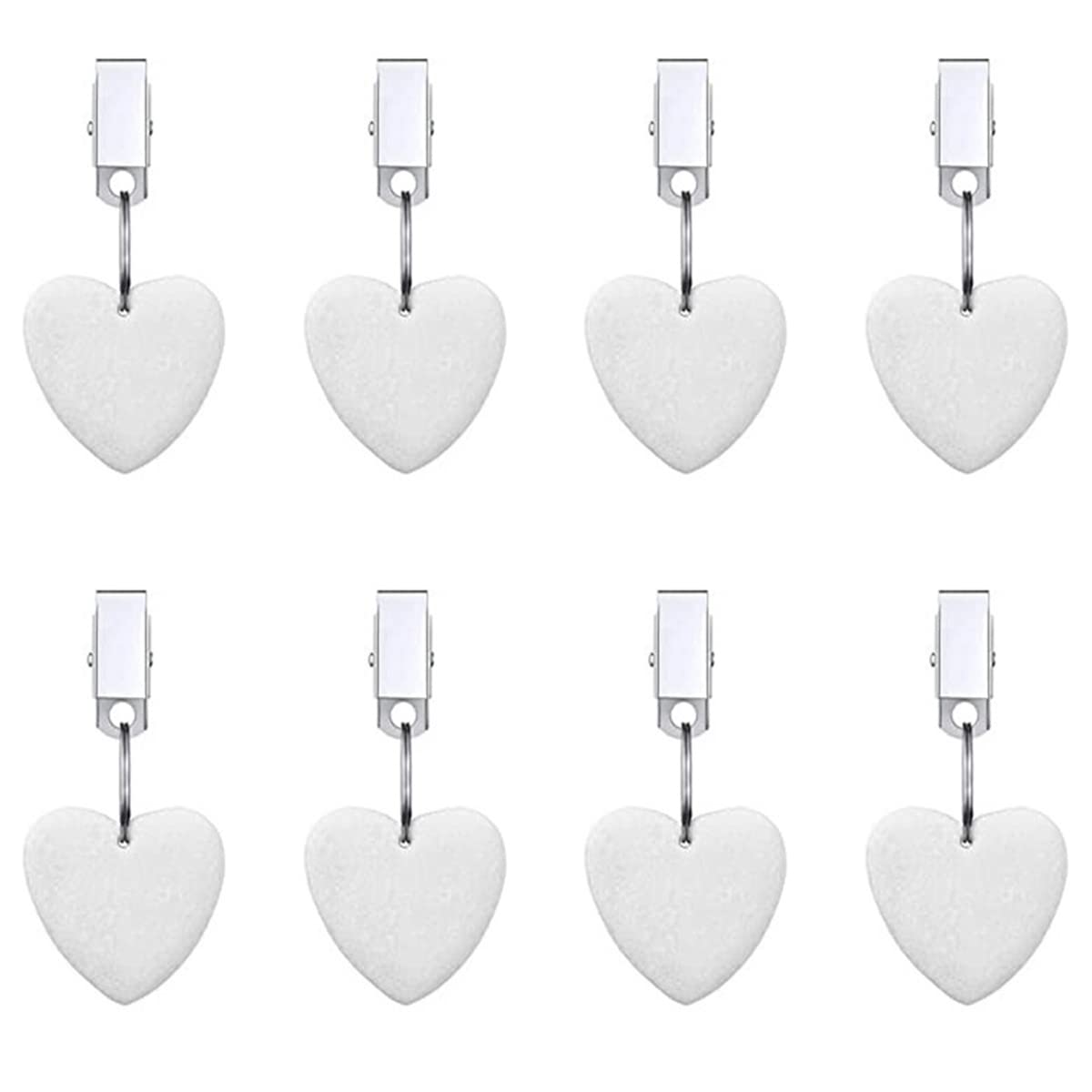 WANGCL 8PCS Tablecloth Weights Tablecloth Pendant With Stainless Steel Clip For Outdoor Family Dinner Garden Party Wedding Camping Picnic-Heart Shape White