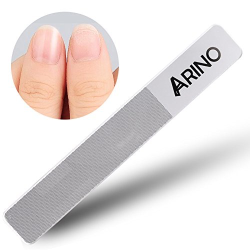 ARINO Glass Nail File Nail Shiner Buffer Manicure Repair Tool For Natural Nails, Strengthened Glass Buffed to Smooth Polished Nail, Nano-Technology Non-Chemical Hazard Nails File