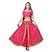 Women's Belly Dance Chiffon Bollywood Costume Indian Dance Outfit Halloween Costumes with Coins 5 Pieces Sets(Rosy, Medium)