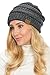 YourStyle USA Trendy Warm Chunky Soft Stretch Cable Knit Slouchy Beanie (One Size, Charcoal/Metallic Silver)