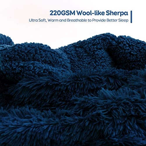 Cottonblue Weighted Blanket 15lbs, Thick Fuzzy Bed Blanket with Soft Plush Flannel Faux Fur Blanket 48x72 inches,Plush Throw Heavy Blanket with Luxury Fur,Twin Size, Navy Blue