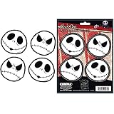 Jack Skellington Face Head Expressions Nightmare Before Christmas Disney Movie Auto Car Truck SUV Vehicle Garage Home Office Wall Decal Sticker - 4pc Stick Onz