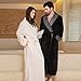 SUNBABY Thicker Long Flannel Sleepwear for Women and Man Imitation Fur Collar Bathrobes Warm Couple Pajamas(L,Black)
