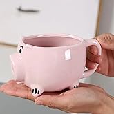 Cute Pink Pig Ceramic Coffee Mug 400ml - 3D Piggy Cup for Tea Milk, Cartoon Animal Mug Gift for Women Girls Holiday Birthday