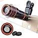12X Optical Zoom Telescope Lens, Zwish Clip On Cell Phone Camera Lens for iPhone 6/6s Plus/7/8/SE, Samsung S8/S7/S6/Edge, LG, Moto, HTC, Sony and More