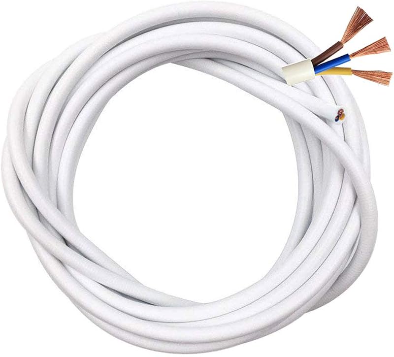 LumenTY 3 Core 0.75mm² Round White PVC Power Cable 5m Flexible High Temp Copper