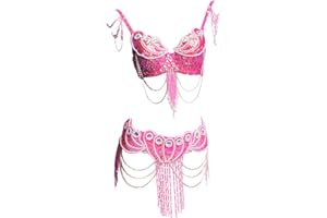 ROYAL SMEELA Belly Dance Costume for Women Tribal Belly Dance Bra and Belt Sexy Professional Dancing Suit Carnival Bra Belt