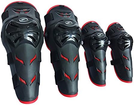 HAHAHA Ski Skating Cycling Motorcycle Motocross Knee and Elbow Pads Skiing Knee Pads Brace Guards Sleeves 2 elbow and 2 knee 16006 (Orange)