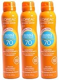 L'oreal Paris Advanced Suncare Alcohol-free Clear Spray SPF 70, for All Skin Types, 4.5 Ounce, (Pack of 3)