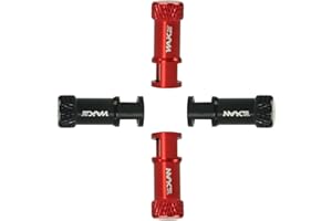 Bike Presta Valve Cap, FOMTOR Bicycle Tubeless Presta Valve Covers, Tire Dust Covers with Valve Core Removing Function 2 in 1 Kit 7075 T 73 Aluminum Alloy Black, Red (4pcs) (Balck & Red)
